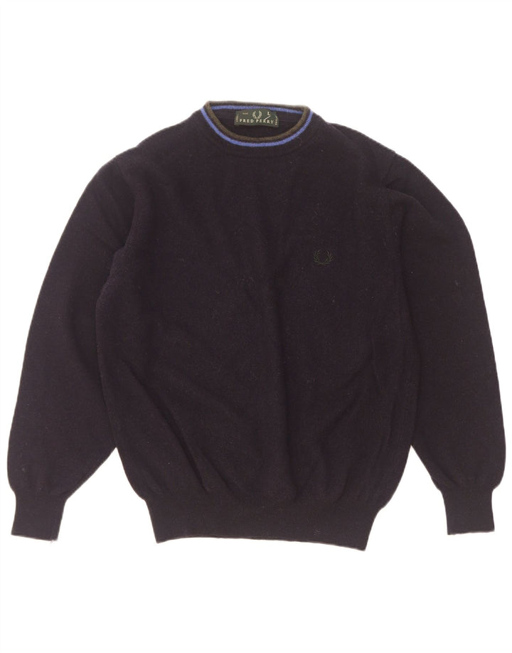 Fred Perry Suéter tipo jersey con cuello alto para mujer UK 46 Large Lana azul marino