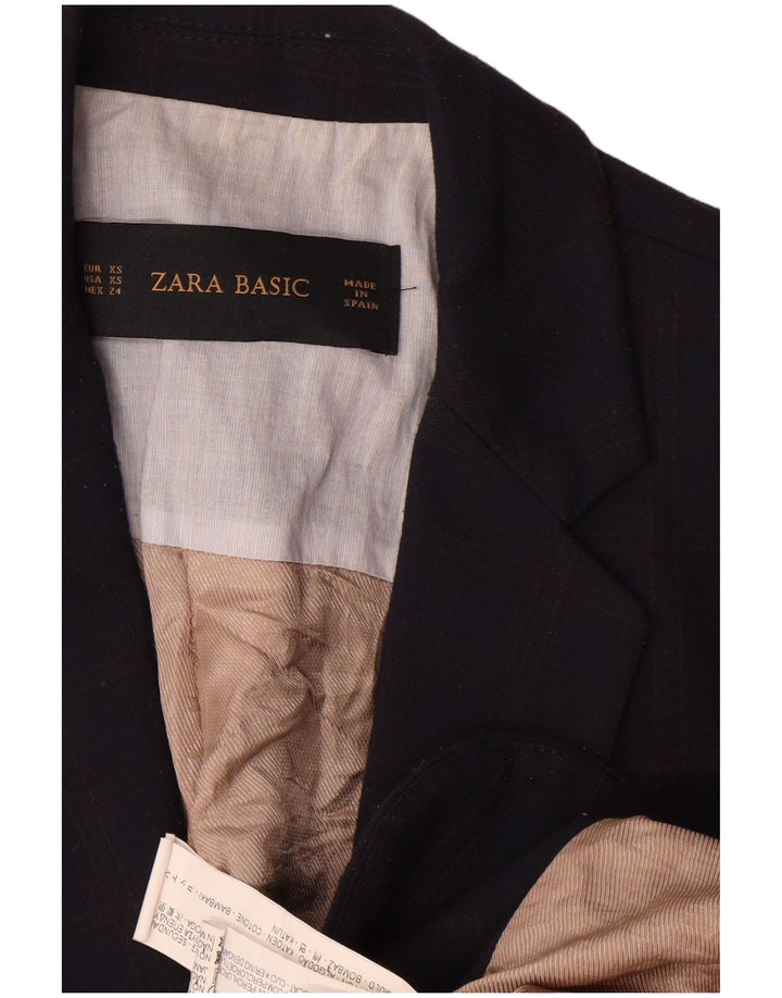 Zara Chaqueta Blazer De 1 Botón Para Mujer UK 6 XS Poliéster Azul Marino