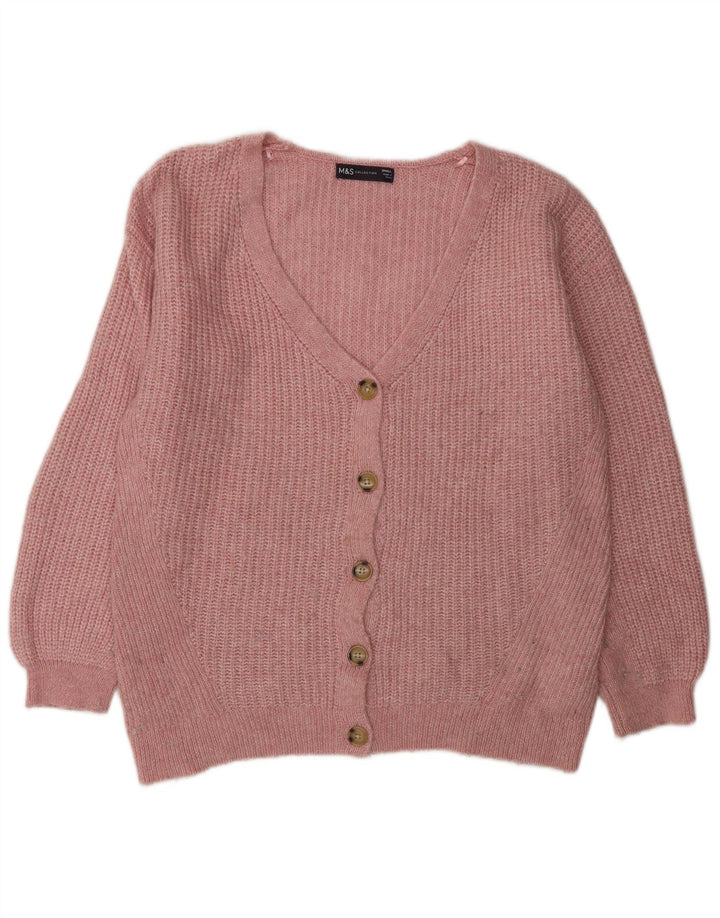 Marks & Spencer Suéter tipo cárdigan extragrande para mujer Reino Unido 10 Pequeño Acrílico rosa