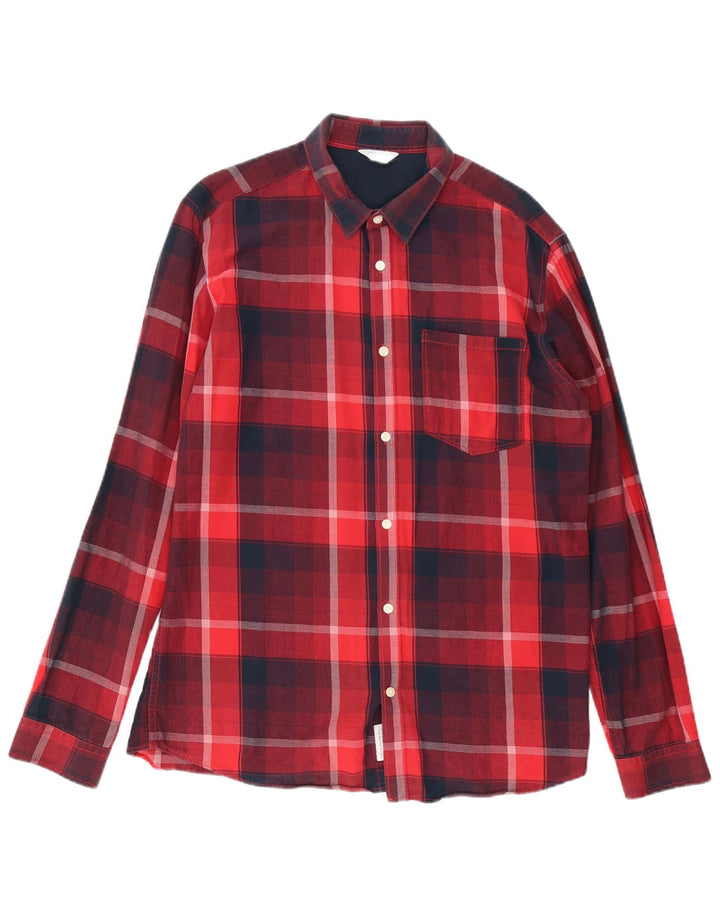 Jack & Jones Hombre Core franela camisa XL rojo cuadros algodón