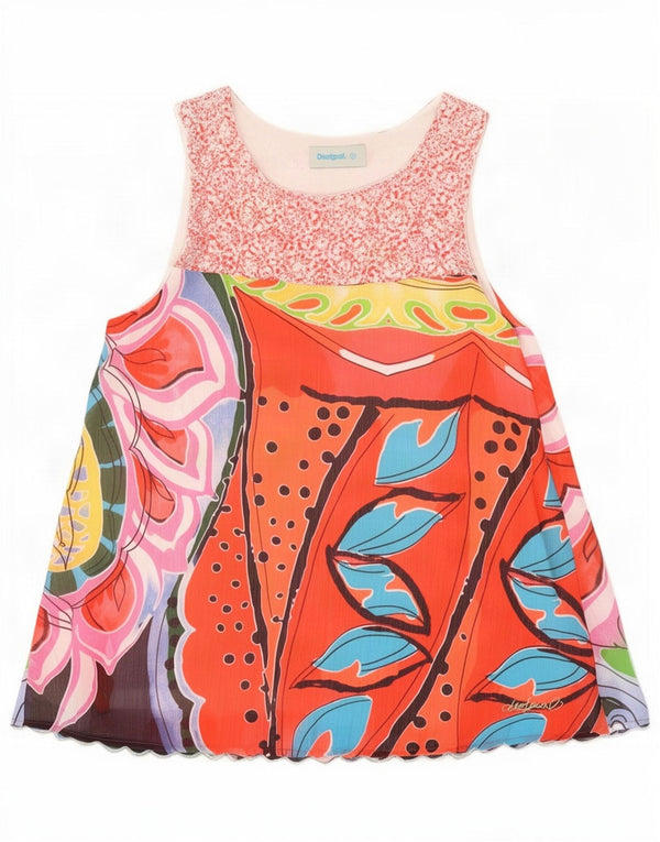 Desigual Blusa gráfica para mujer Top UK 12 Medium Multicolor Floral