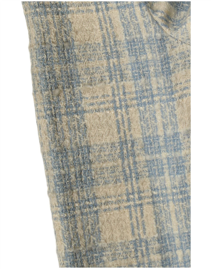 Vintage mujer 3 botones Blazer chaqueta IT 42 azul medio comprobar algodón