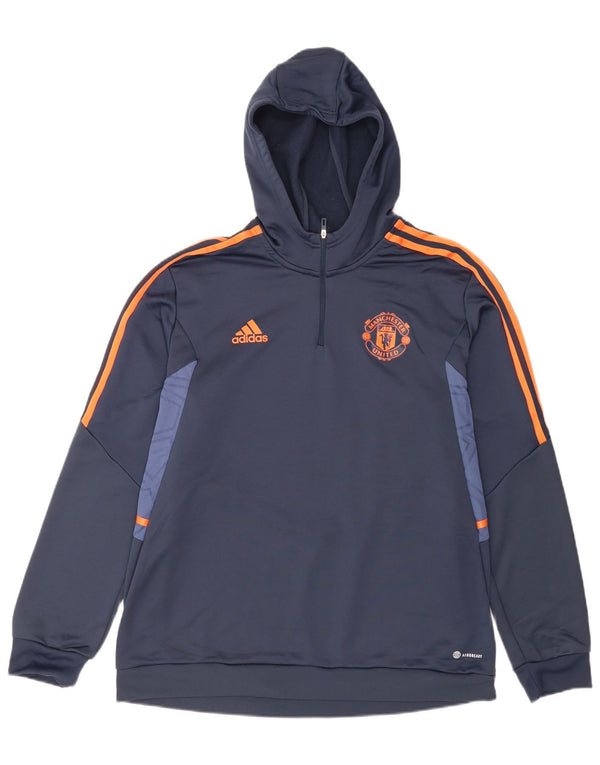 Adidas Hombre Manchester United Sudadera con Capucha Jumper XL Azul Marino Colorblock
