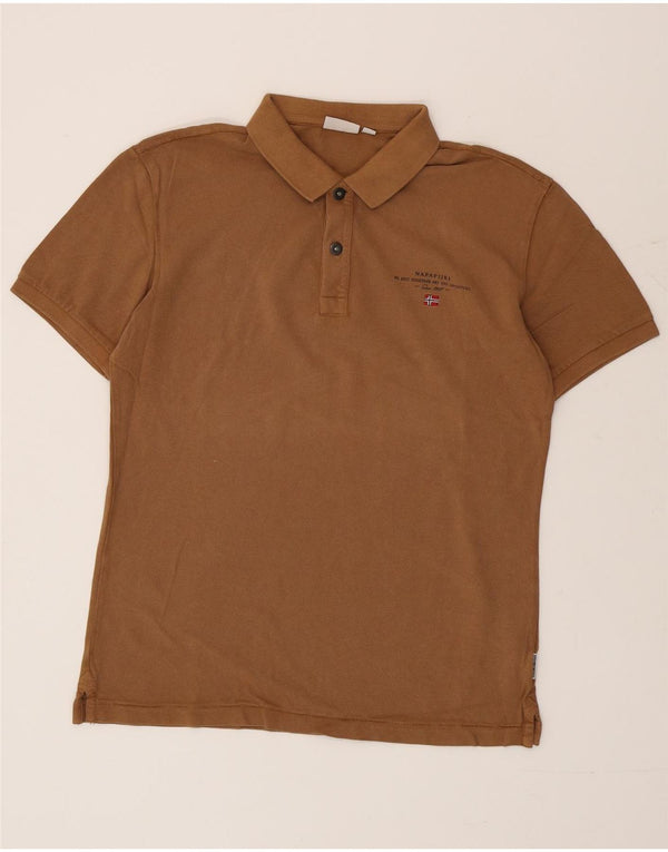 Napapijri Polo Hombre Grande Marrón Algodón