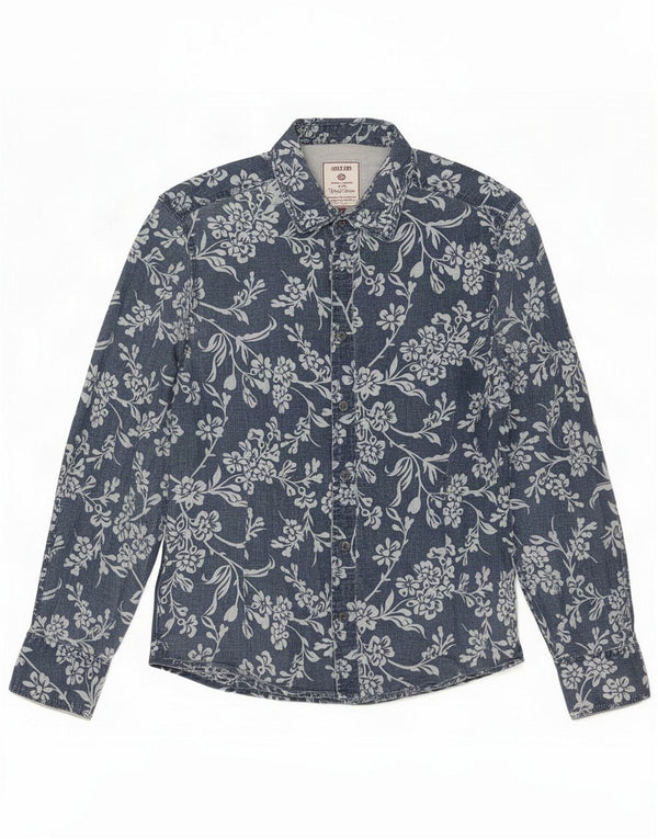 Camisa Jack & Jones para hombre de lino floral azul medio