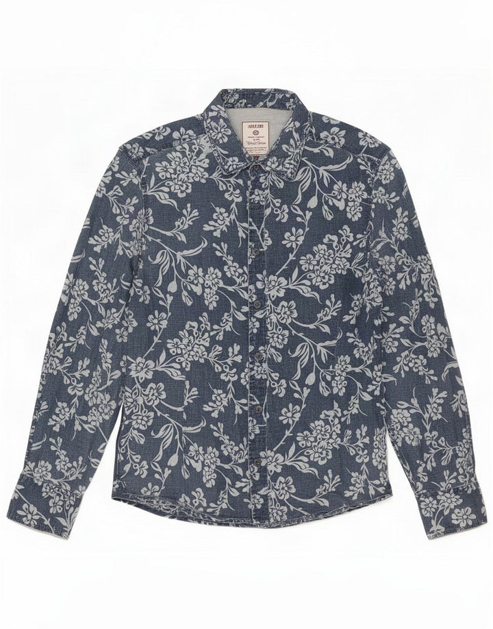 Camisa Jack & Jones para hombre de lino floral azul medio