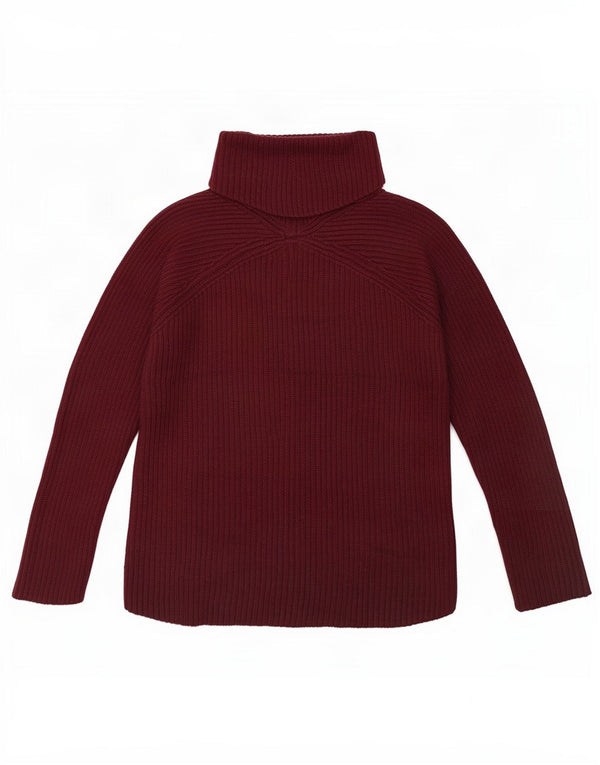 Jigsaw Mujer Roll Neck Jumper Suéter UK 10 Small Borgoña Lana