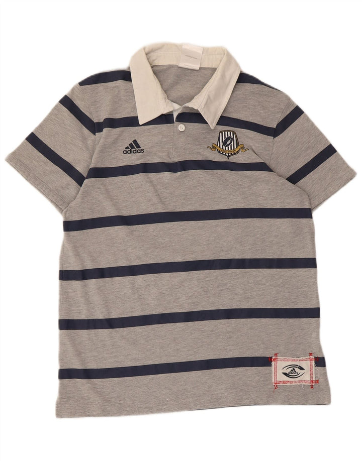 Adidas Polo De Rugby Gráfico Para Hombre Poliéster A Rayas Gris Medio