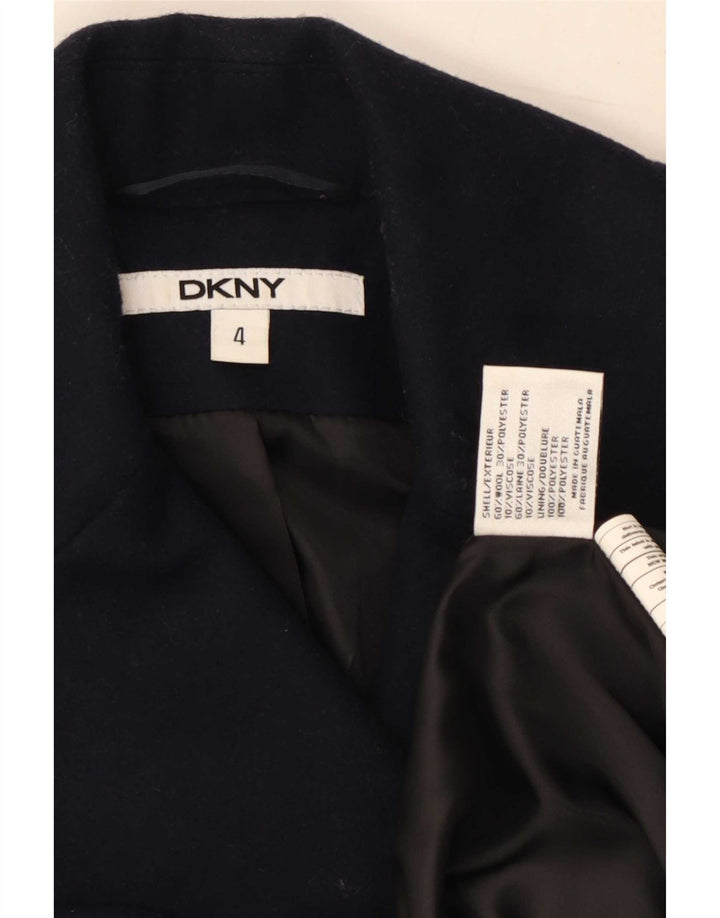 Dkny Abrigo de doble botonadura para mujer US 4 Small Lana azul marino