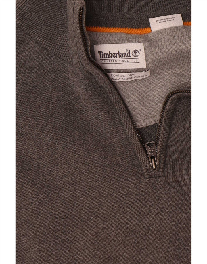 Timberland Hombre Zip Neck Jumper Suéter Pequeño Gris Algodón
