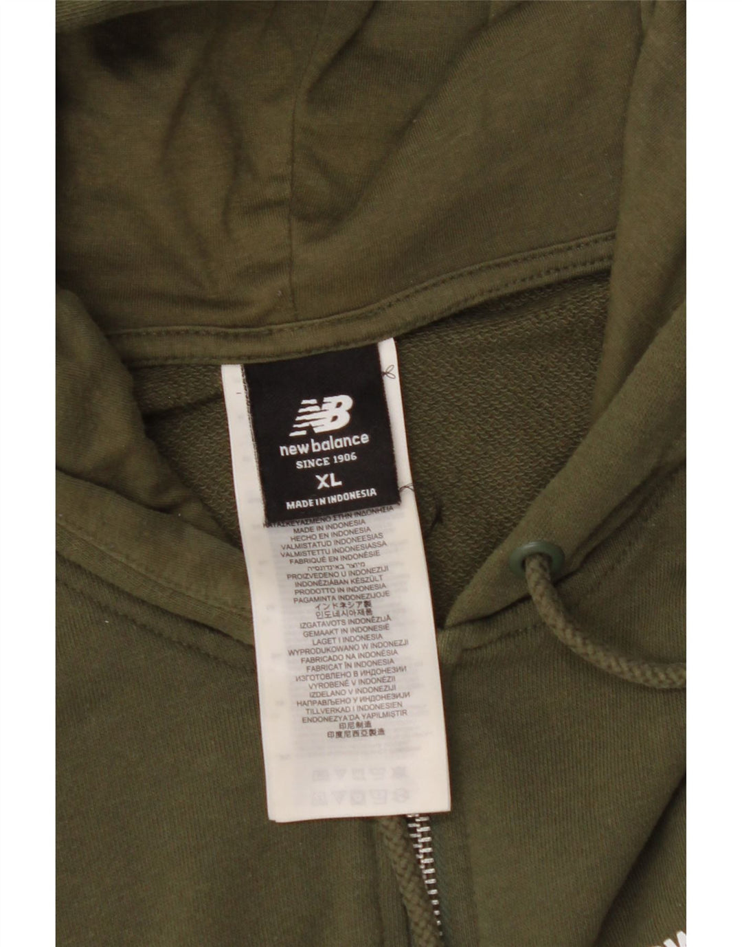 NEW BALANCE Sudadera con capucha y cremallera para hombre XL Algodón caqui