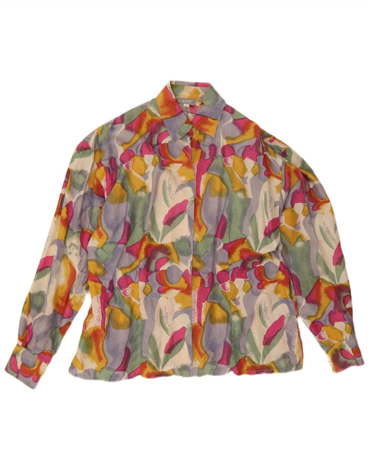 Egoiste Blusa camisera con estampado abstracto para mujer UK 44 Large Seda multicolor