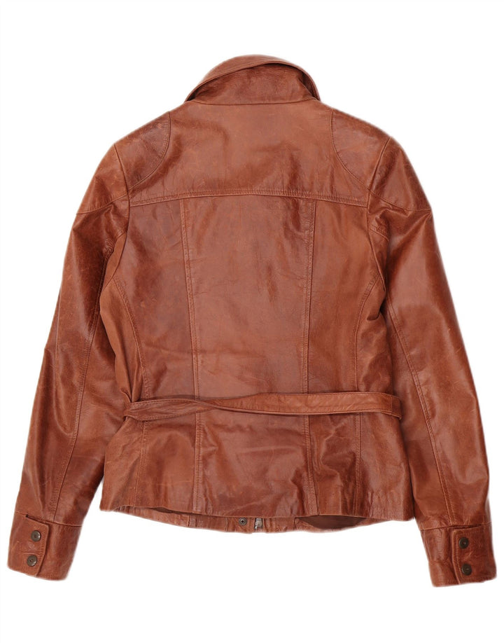 A. Raspini Chaqueta de cuero para mujer UK 12 Cuero marrón medio