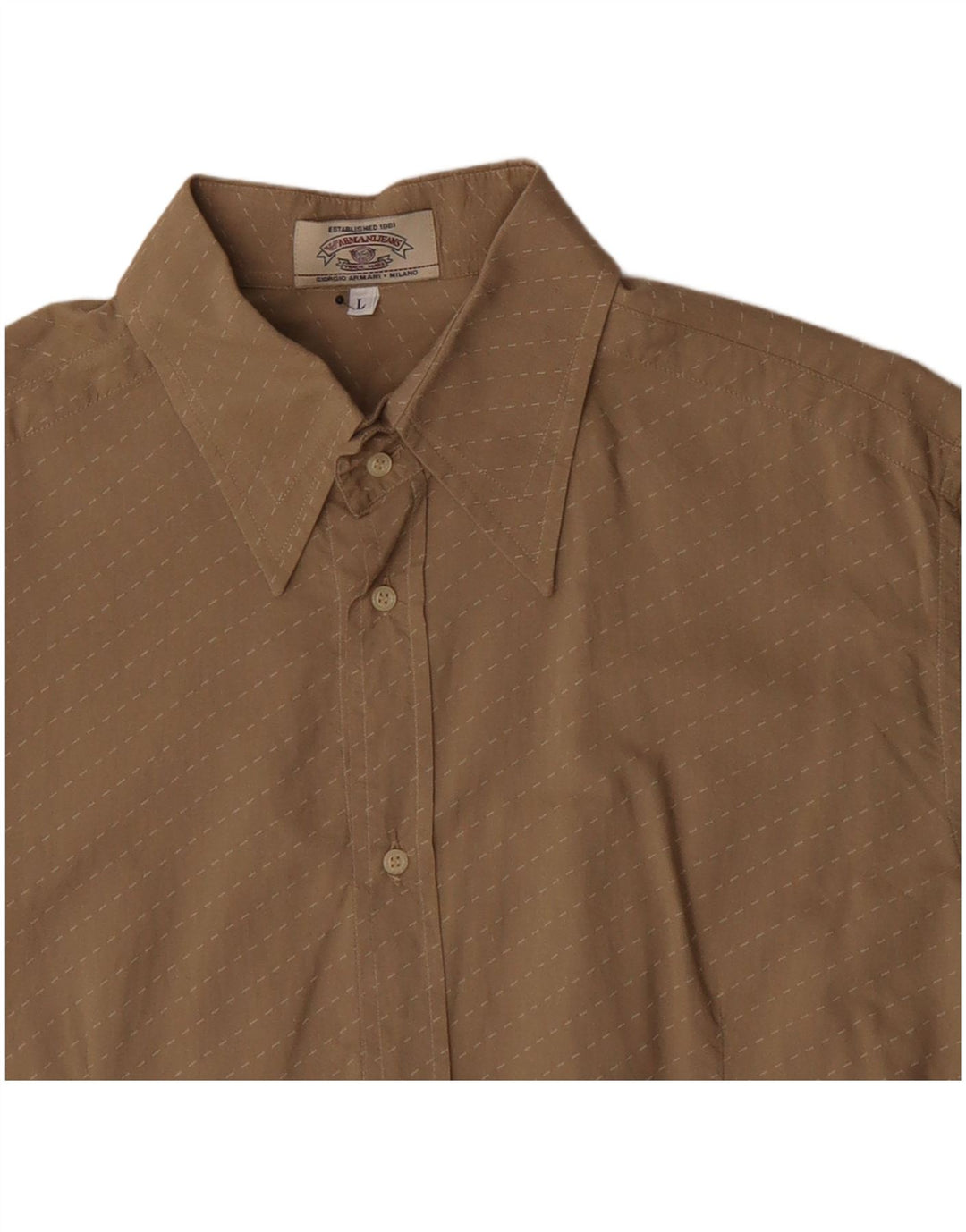 Armani Jeans Camisa Hombre Grande Beige Rayas Algodón