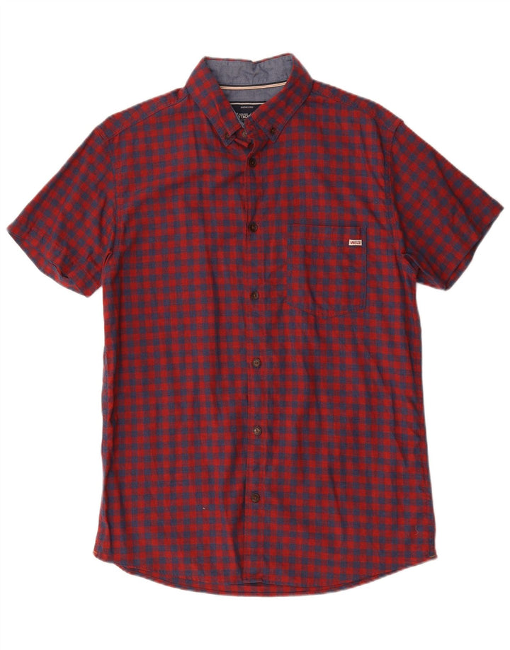Jack & Jones Camisa de manga corta para hombre de algodón a cuadros rojo grande