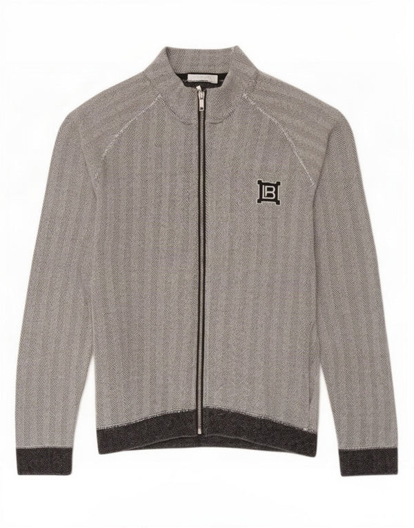 Laura Biagiotti Chaqueta de chándal para mujer UK 10 Small Grey Herringbone