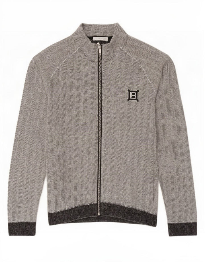 Laura Biagiotti Chaqueta de chándal para mujer UK 10 Small Grey Herringbone