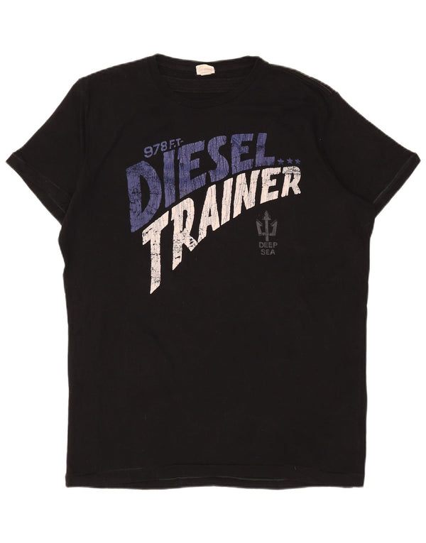 Diesel Hombre Camiseta Gráfica Top XL Algodón Negro