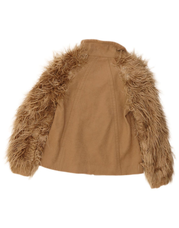 Zara Mujer Chaqueta Bomber De Piel Sintética UK 10 Small Beige Lana