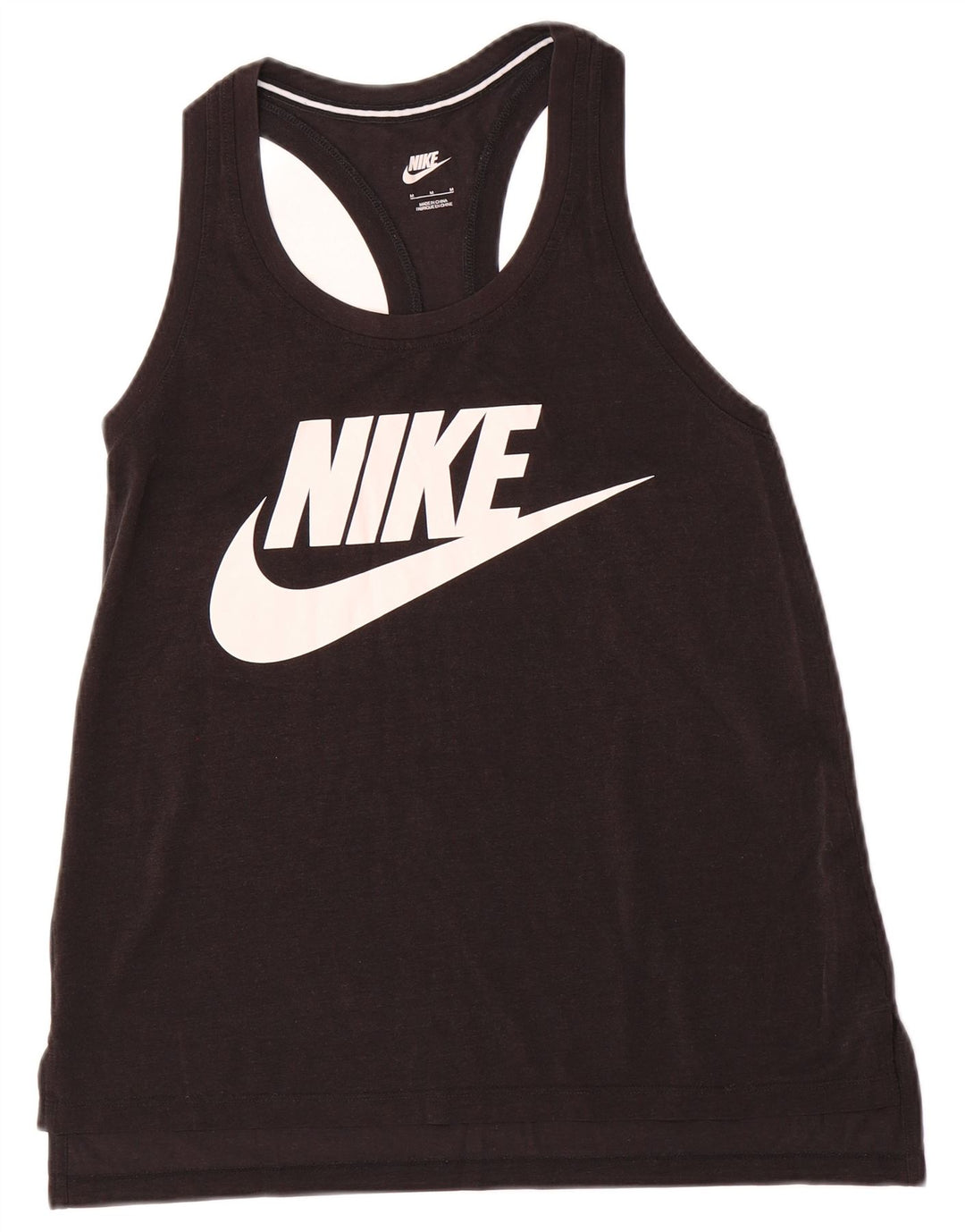 NIKE Mujer Gráfico Chaleco Top UK 12 Mediano Negro