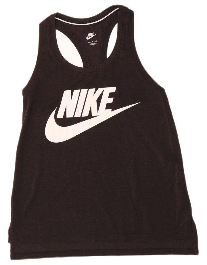 NIKE Mujer Gráfico Chaleco Top UK 12 Mediano Negro
