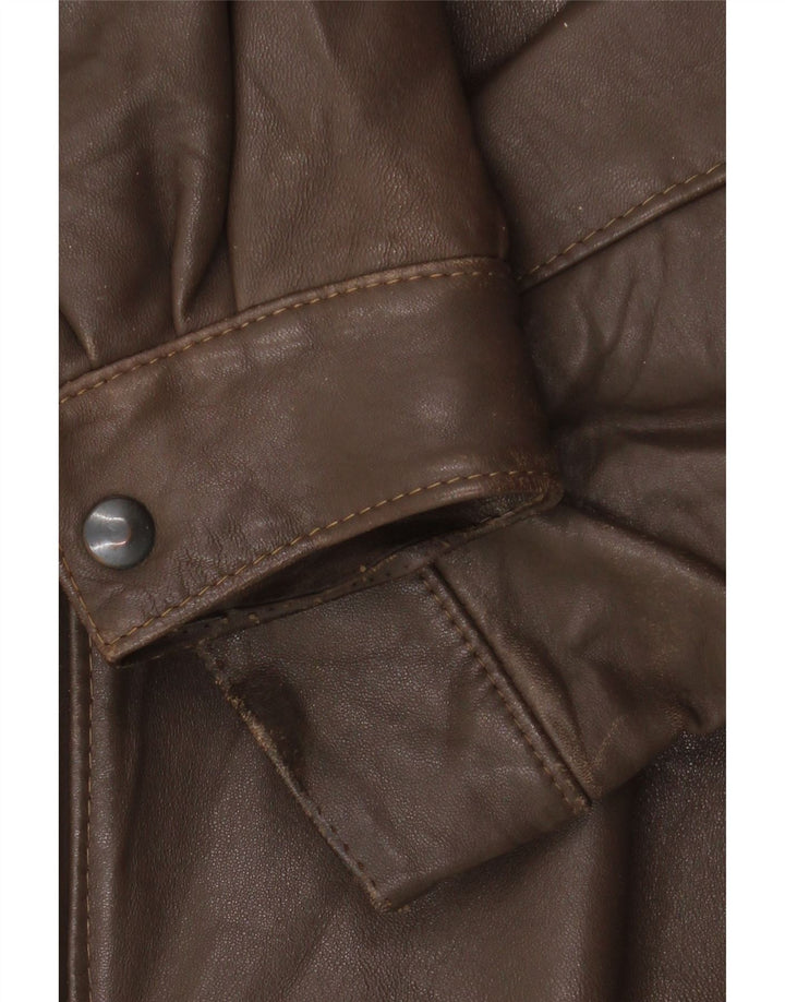 Chaqueta de cuero militar vintage para hombre IT 52 XL Marrón