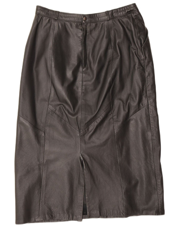 Falda de cuero vintage para mujer IT 42 Mediana W28 Negro