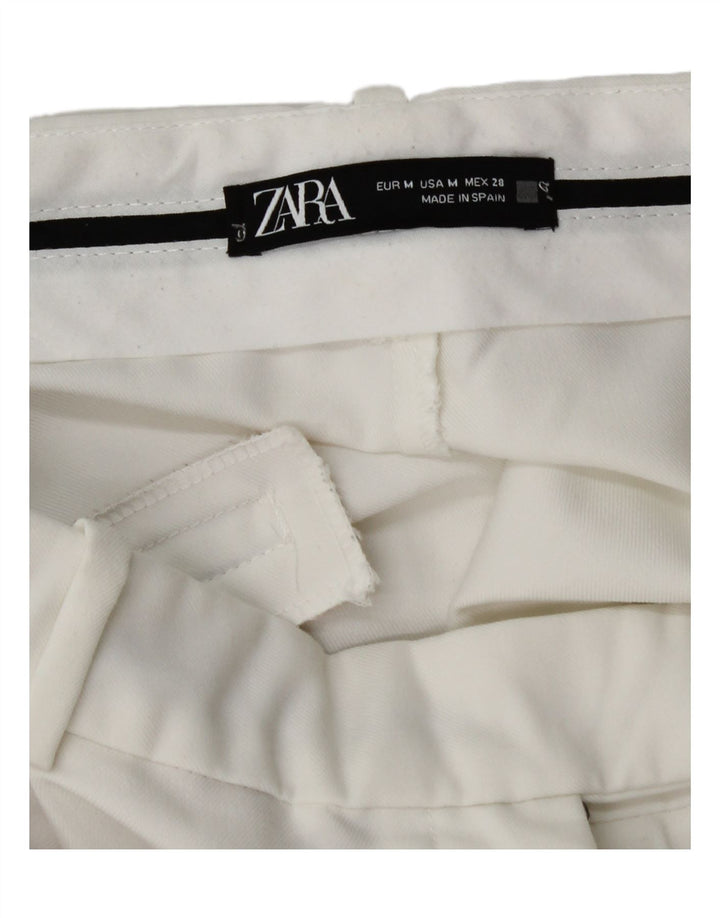 Zara Mujer Pantalón Chino De Pierna Ancha Mediano W28 L31 Blanco