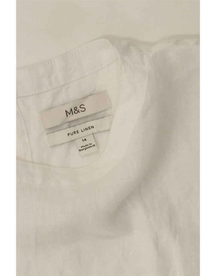 Marks & Spencer Blusa extragrande para mujer UK 44 Grande Lino blanco