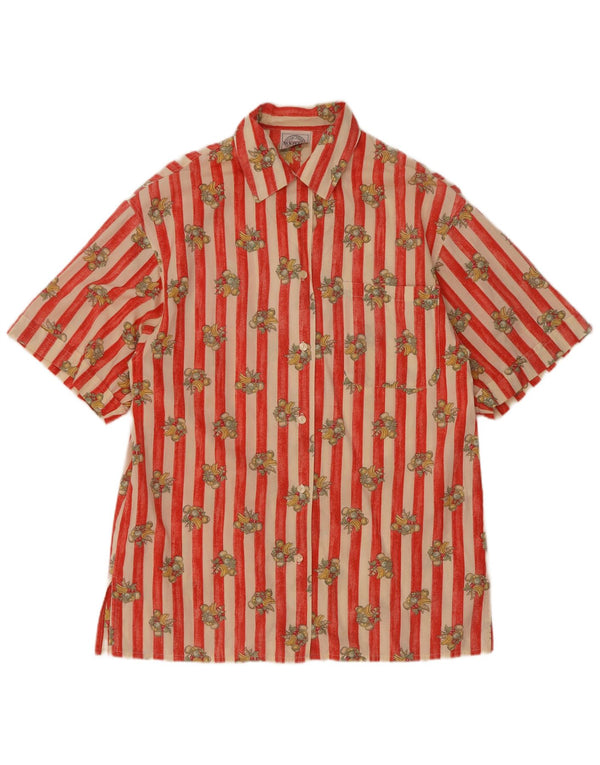 Newpenny Camisa gráfica de manga corta para mujer UK 44 Grande Algodón a rayas rojas