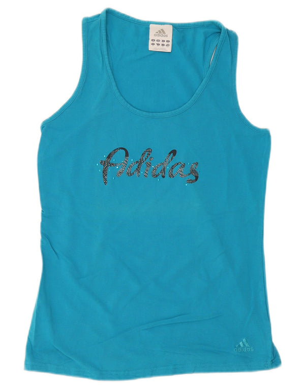 Adidas Mujer Gráfico Chaleco Top UK 14 Azul Medio