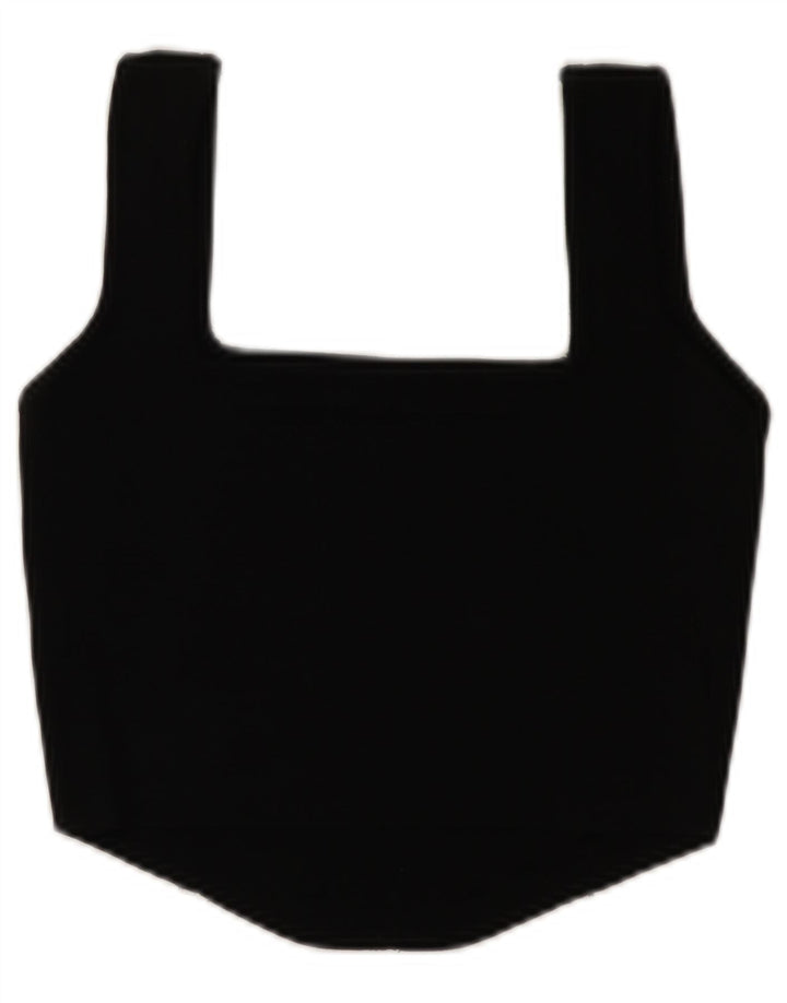 Zara Mujer Crop Top Sin Mangas UK 44 Grande Poliamida Negra