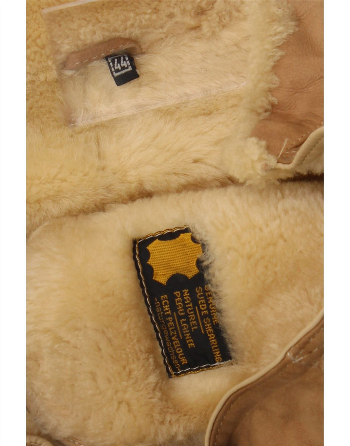 Vintage mujer shearling abrigo IT 44 Medio Beige Shearling
