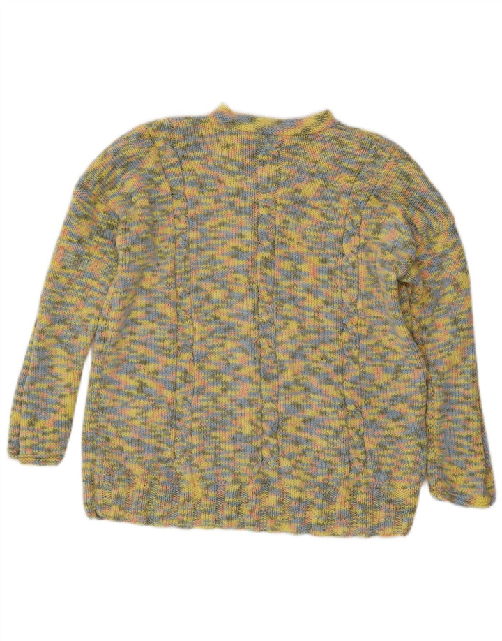 Vintage mujer cuello tortuga jersey suéter Reino Unido 14 grande amarillo moteado