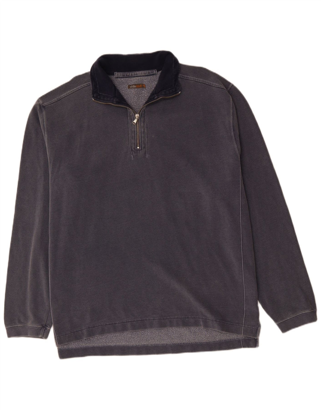 WHITE STUFF Sudadera con cuello y cremallera para hombre Jersey 2XL Algodón azul marino