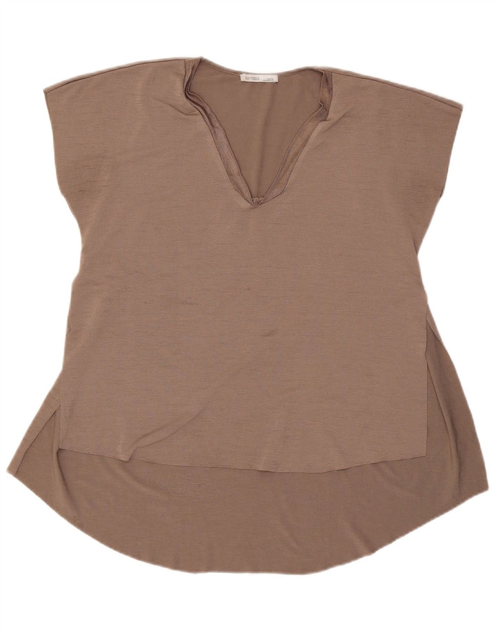 ZARA Mujer Blusa Top UK 44 Gris Medio