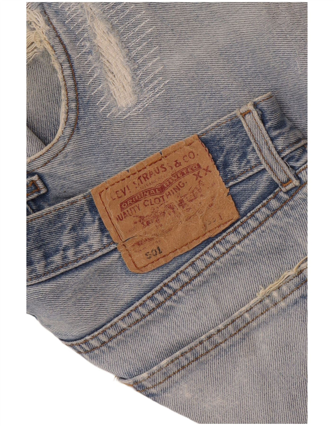 Levi's Mujer 501 Shorts De Mezclilla Desgastados W33 Azul Medio
