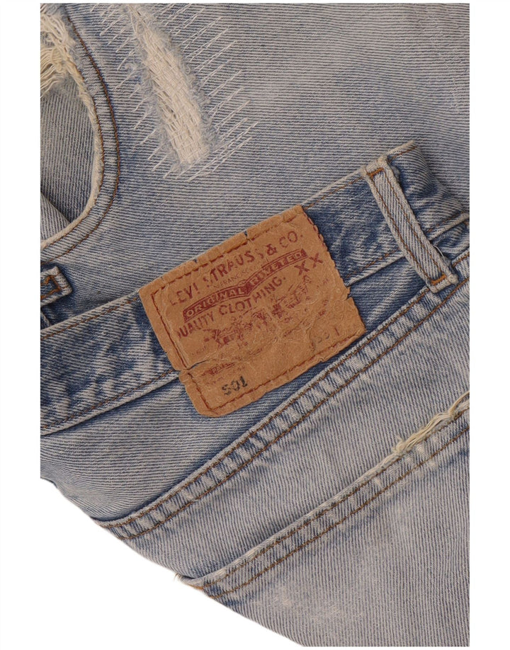 Levi's Mujer 501 Shorts De Mezclilla Desgastados W33 Azul Medio