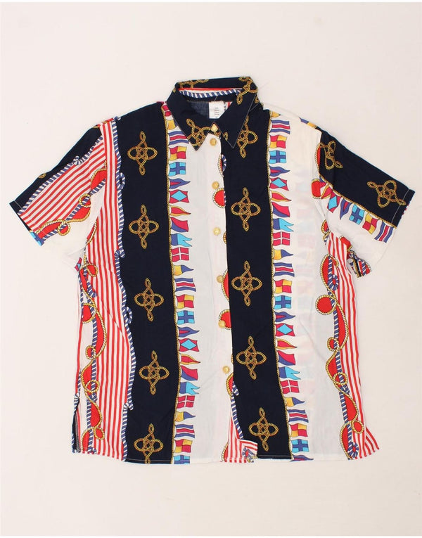 VINTAGE Womens Short Sleeve Shirt IT 42 Medium Multicoloured Striped