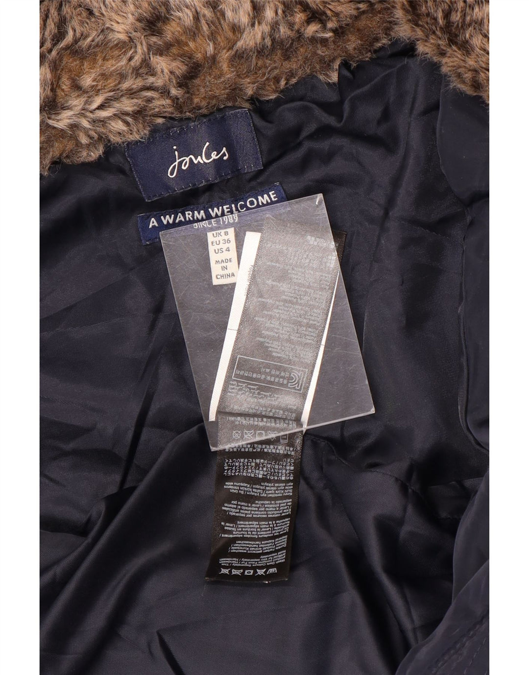 JOULES Chaqueta acolchada con capucha para mujer UK 8 Small Poliéster azul marino