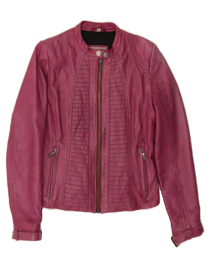 MISSION Womens Crop Leather Jacket UK 10 Small Pink Vintage Mission and Second-Hand Mission from Messina Hembry 