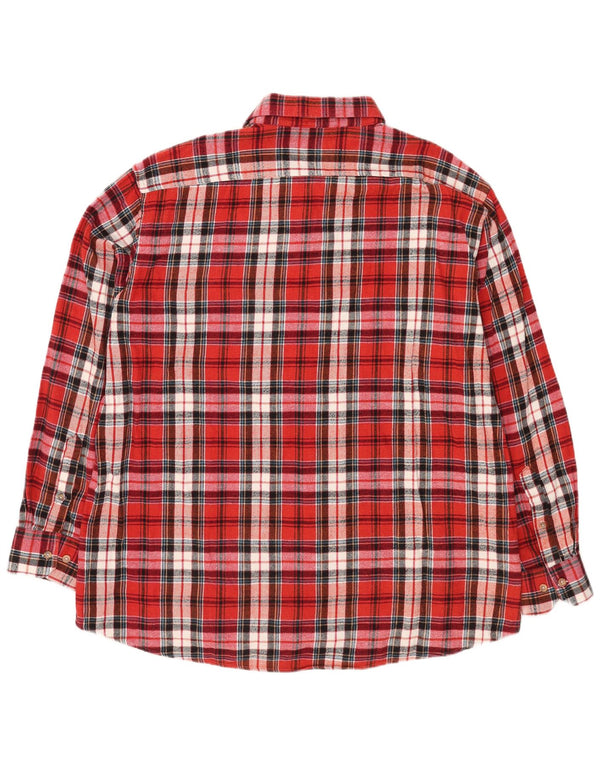 Bernd Berger Camisa de franela de corte moderno para hombre, talla 3XL, algodón a cuadros rojos