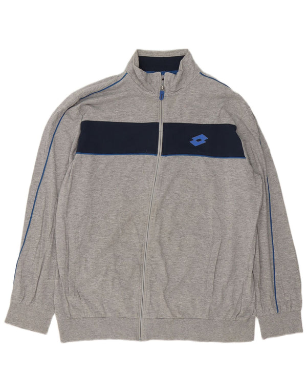 Lotto Hombre Chándal Top Chaqueta 2XL Gris Colorblock Algodón
