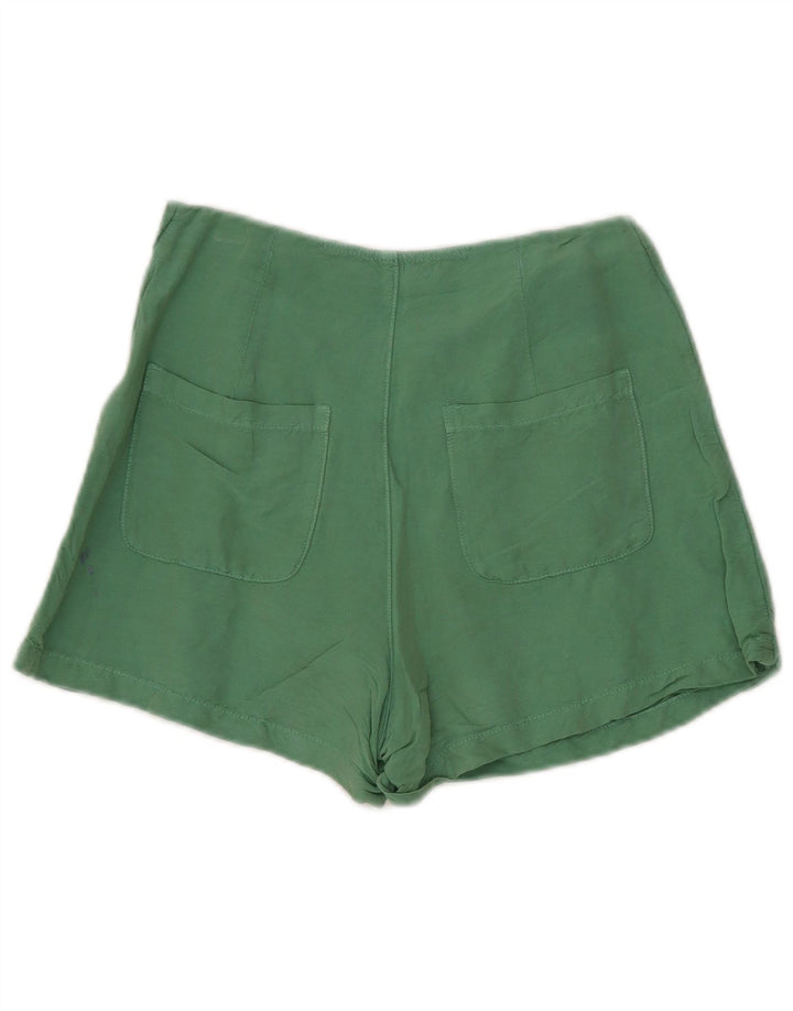 Zara Mujer Shorts Casuales Small W26 Lino Verde