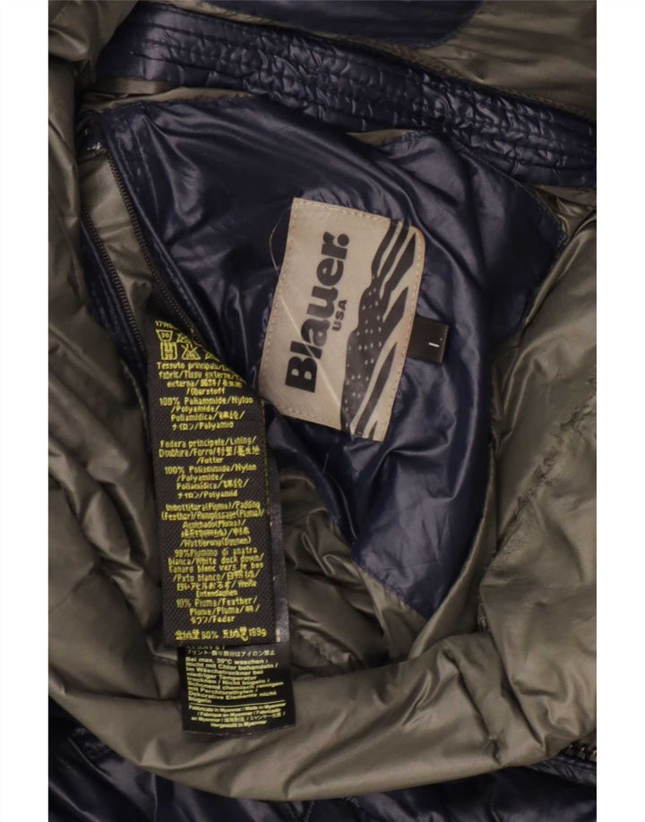 Blauer Chaqueta acolchada con capucha para hombre UK 40 Large Poliamida azul marino
