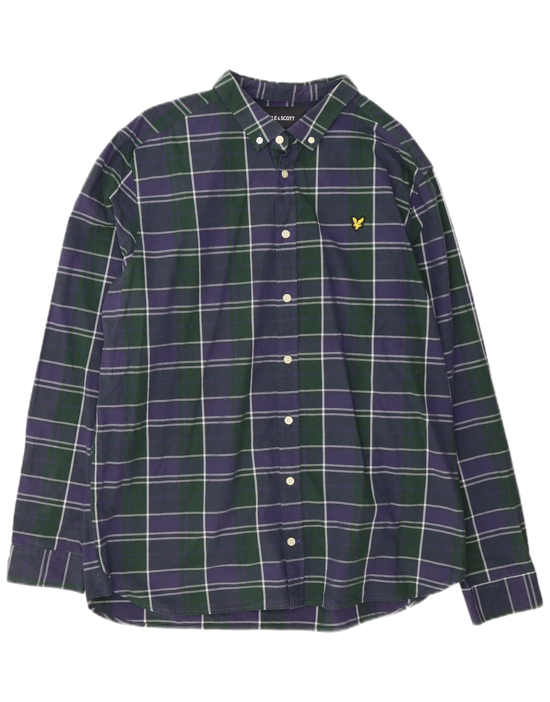 Lyle & Scott Camisa para hombre 2XL Algodón a cuadros azul marino
