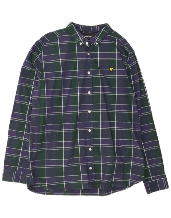 Lyle & Scott Camisa para hombre 2XL Algodón a cuadros azul marino