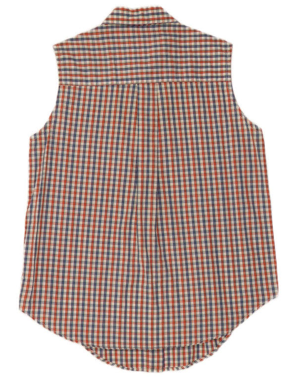 Vintage mujer camisa sin mangas Reino Unido 16 gran cheque multicolor