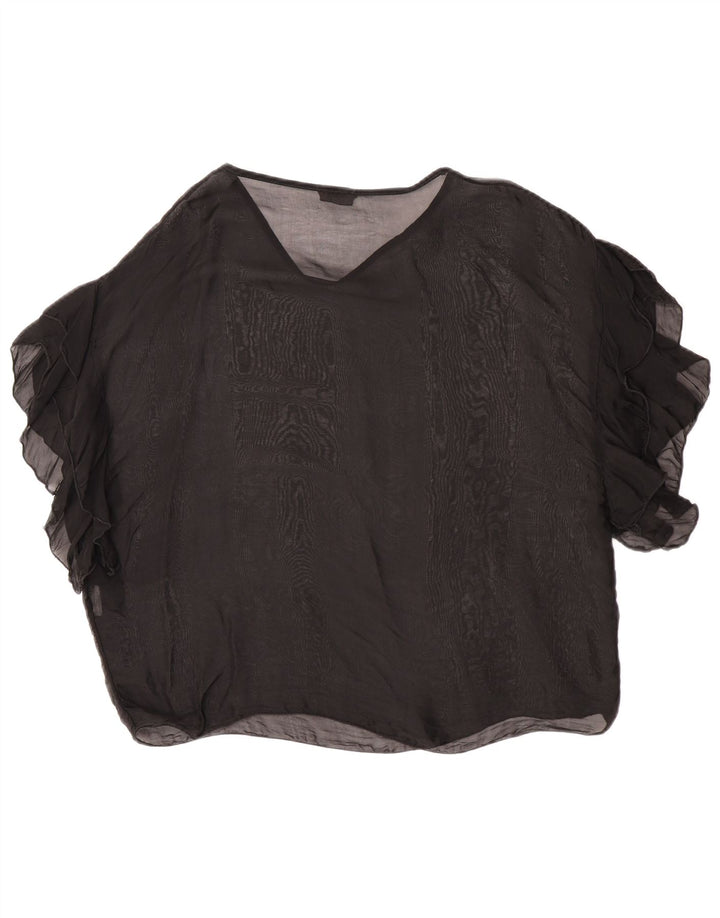 King Kong Blusa de gran tamaño transparente para mujer Top UK 10 Small Black Silk