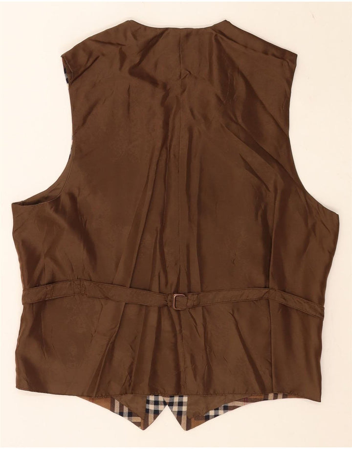 Chaleco vintage para hombre a cuadros marrón medio